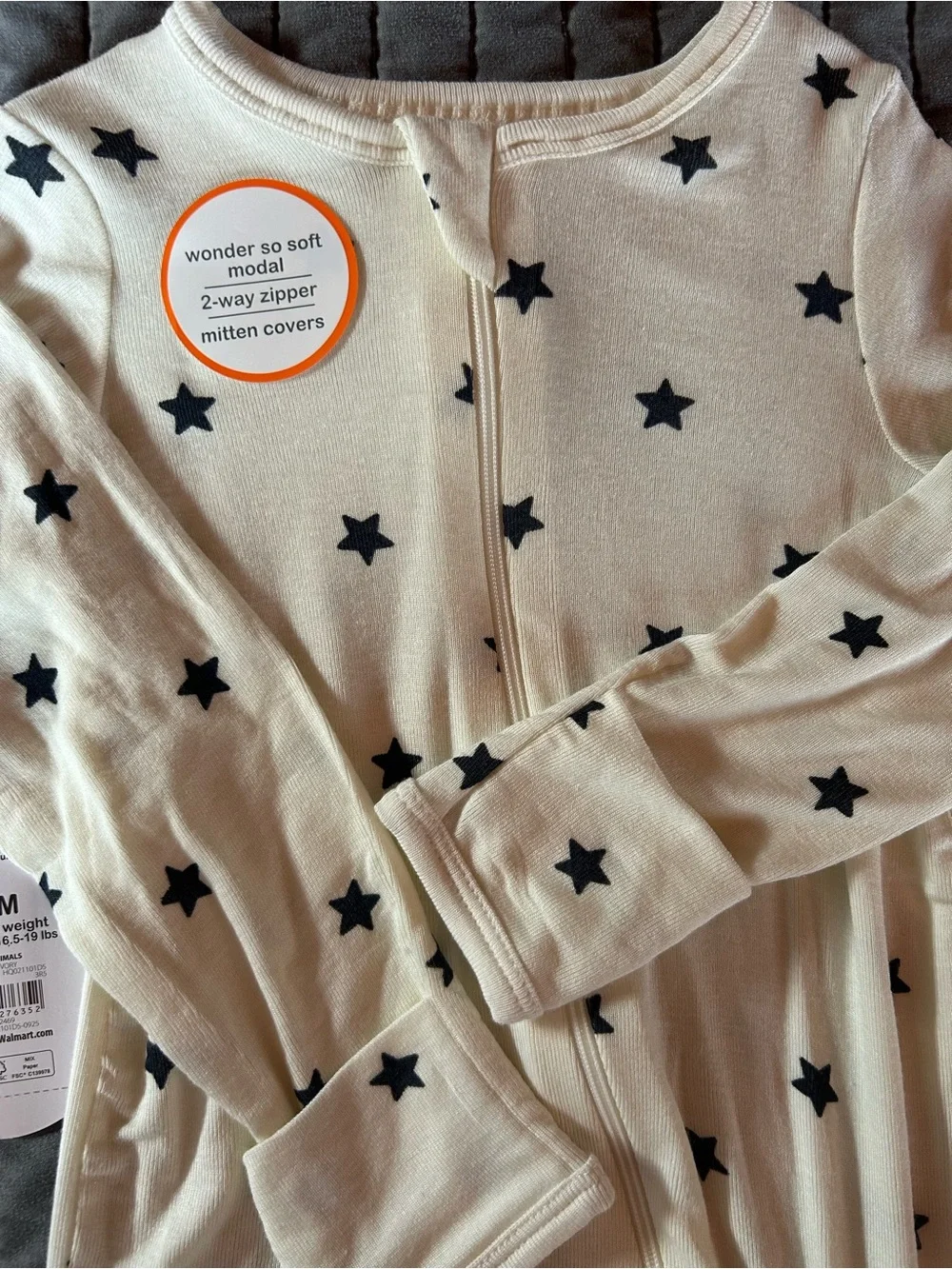 Wonder Nation neutral Animal & Star Print Cotton One-Piece Sleepers - 2-Pack